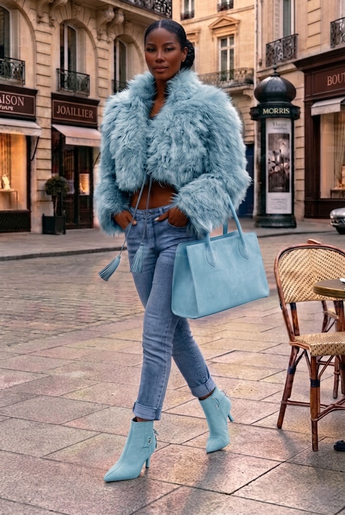 Women's sky blue back lace-up ankle boots with pointed toe and high slim heel - Top view